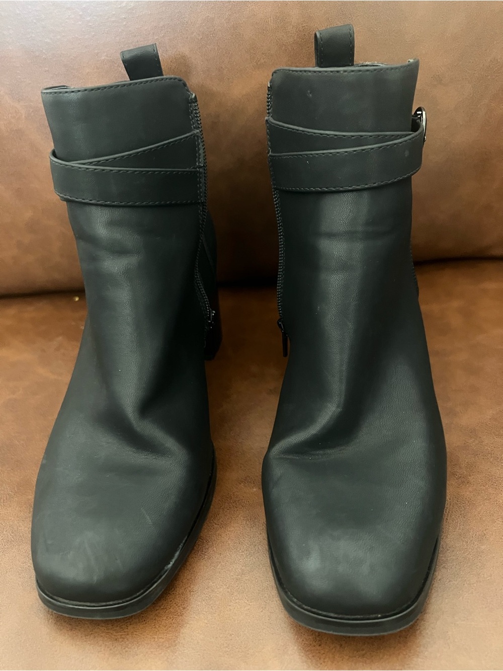 Sonoma Black Ankle Booties with Side Zip & Strap